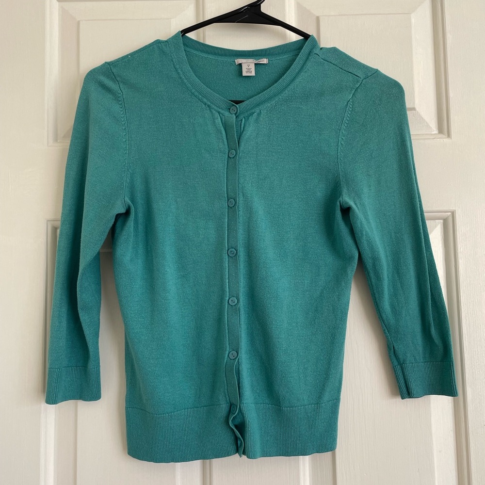 Halogen Turquoise Button-Up Cardigan